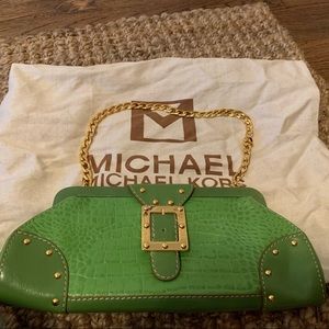Michael Kors Green Leather clutch